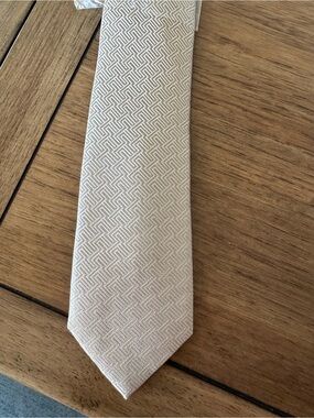 Men's Cream Geometric Silk Tie